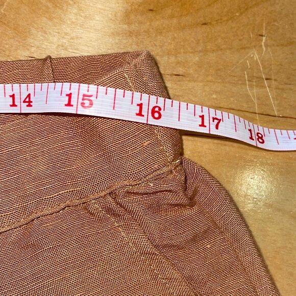 Lintico Womens Pleated Front Elastic‎ Back Waist Linen Blend Shorts Rust XL - Picture 5 of 7